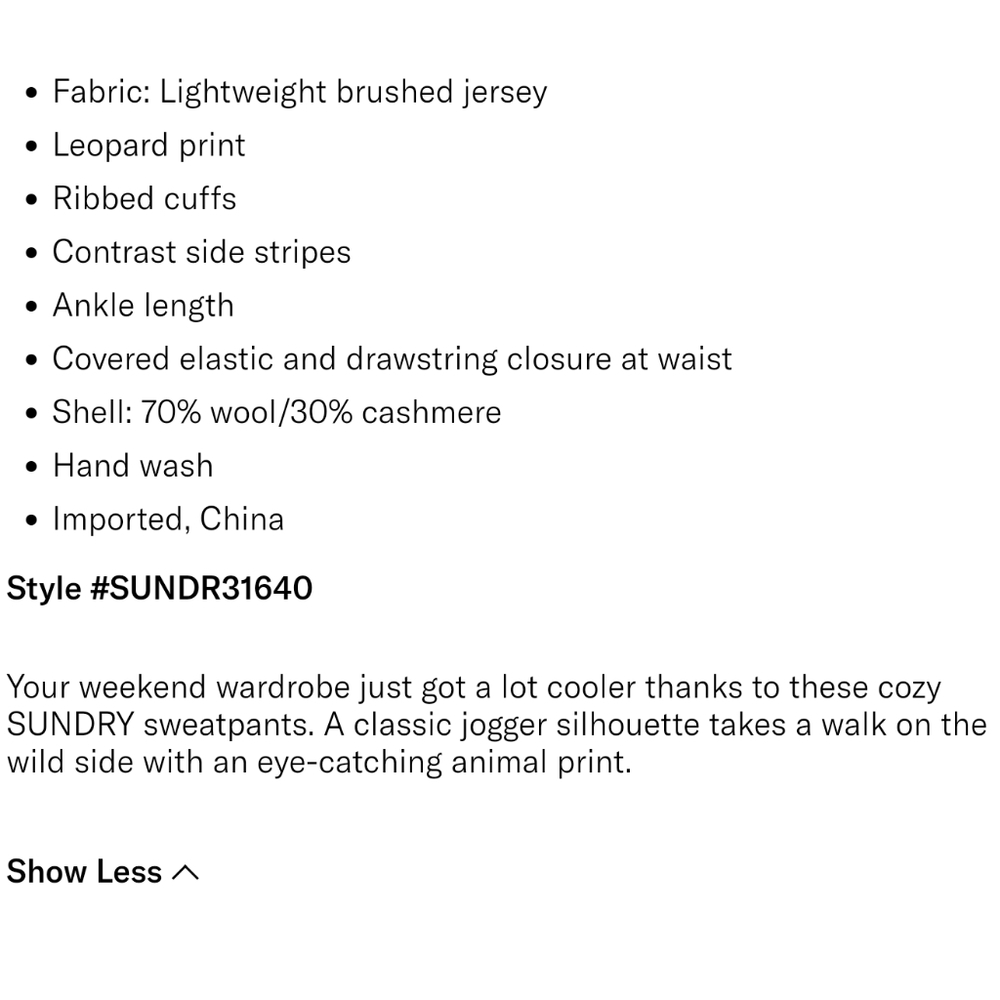 SUNDRY Cashmere Wool Leopard Sweatpants - Picture 6 of 10